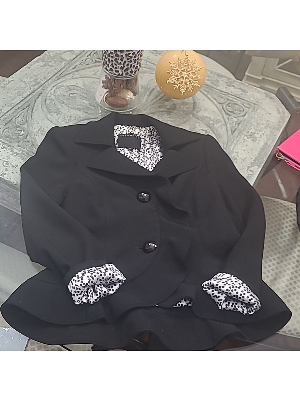 ROSS Mayer Black Ruffled 2 Button Blazer Jacket Size 6